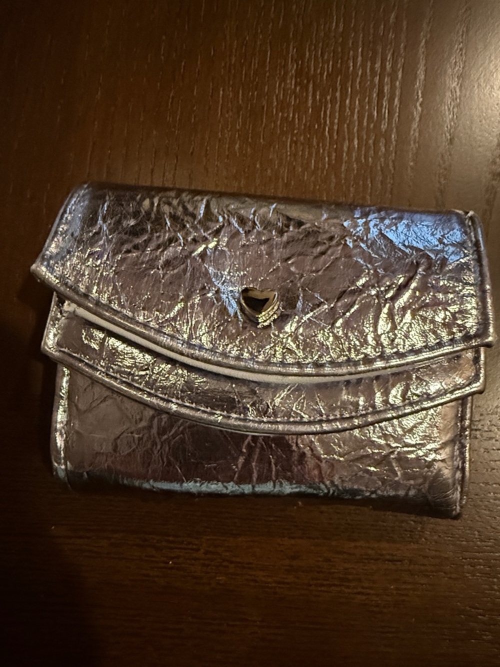 Metallic Heart-Accent Wallet - Women Bags